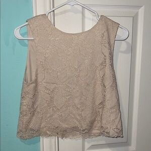 Lace Sleeveless Tank Top - Beige